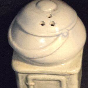 Vintage Pot Belly Stove Salt Shaker White Ceramic Figurine
